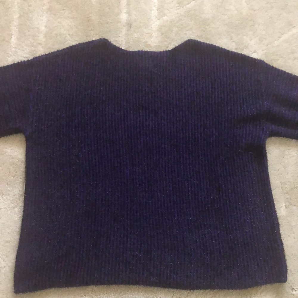 NEW! Ruby Rd. Woman dark purple and black embellished 3/4 sleeve sweater - Picture 9 of 16